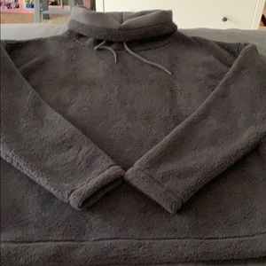 Furry turtleneck sweatshirt
